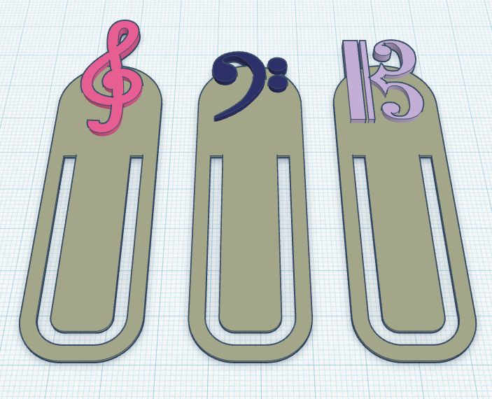 Music Bookmarks - Treble, Alto, and Bass Clefs