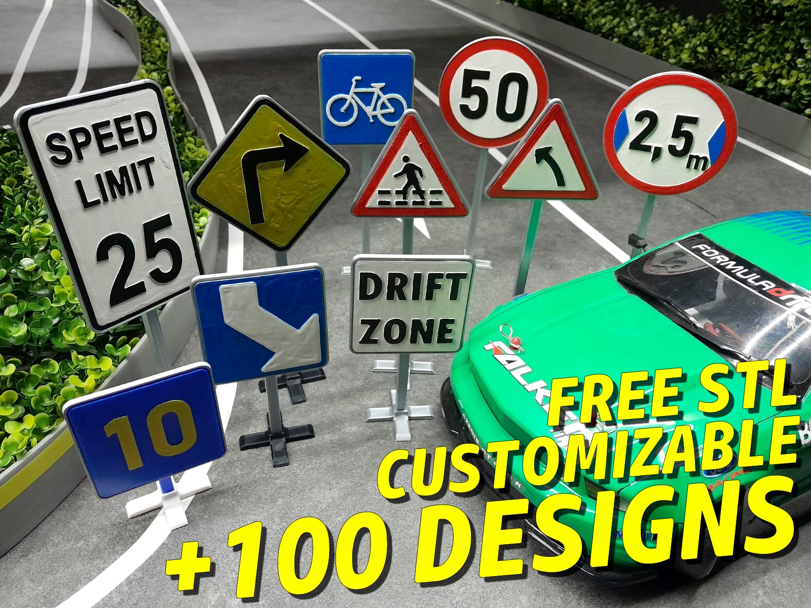 109 road, street and racing signs (Scale 1/10)