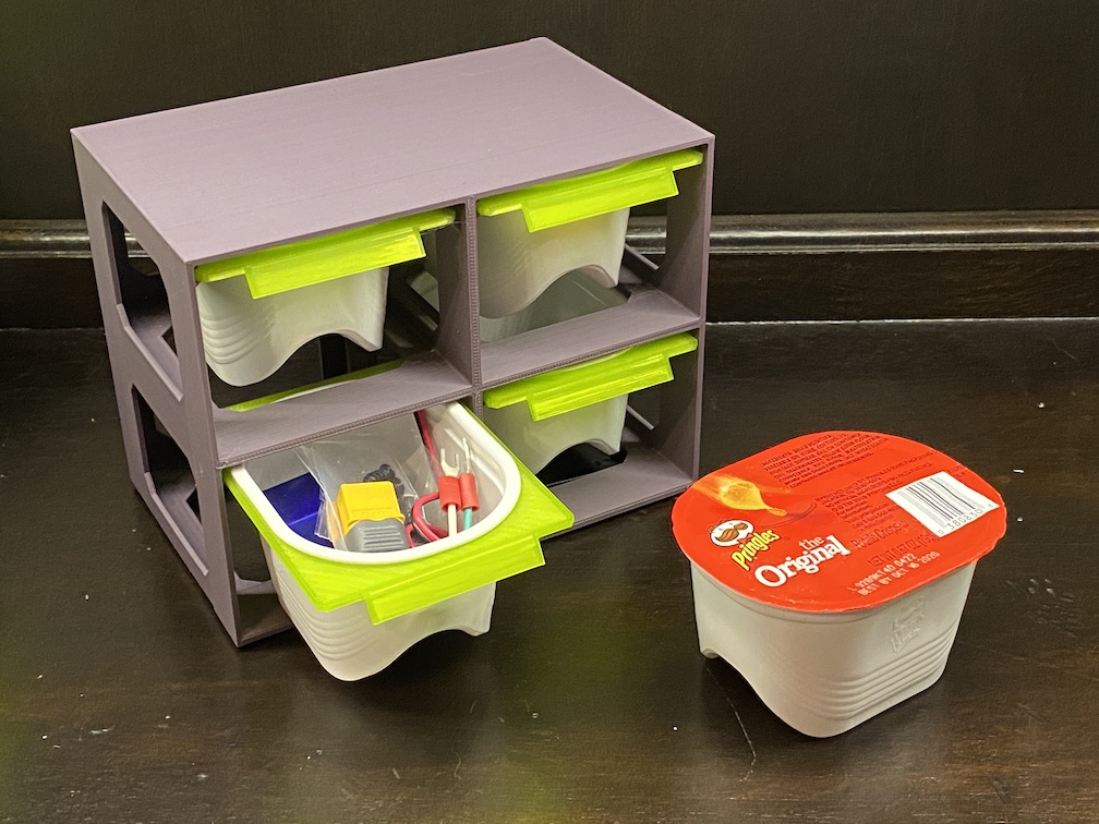 Upcycled Pringles Snack-Pack Parts Bin