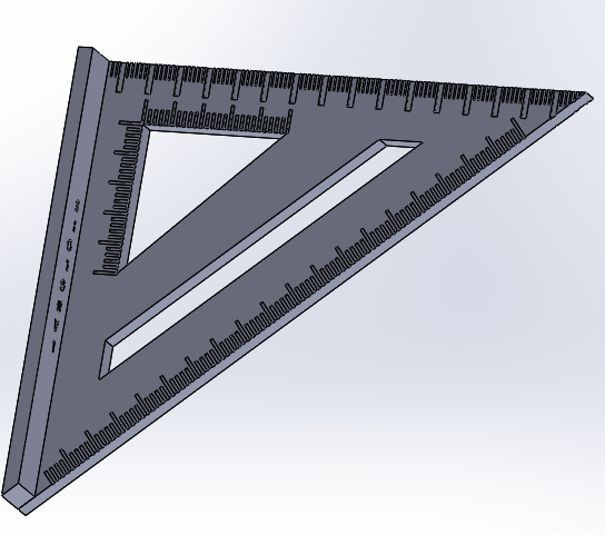 Basic woodworking square (metric graduation)