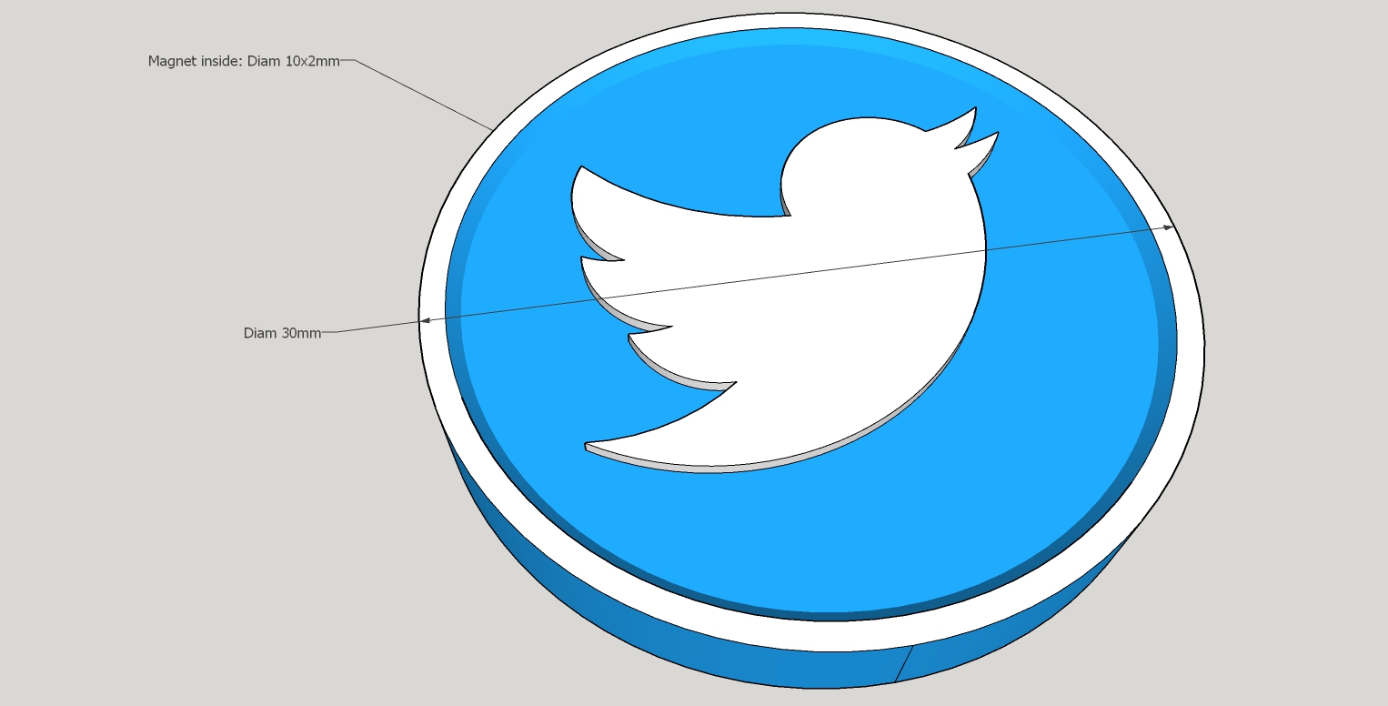 Twitterbird Magnet 10x2mm inside