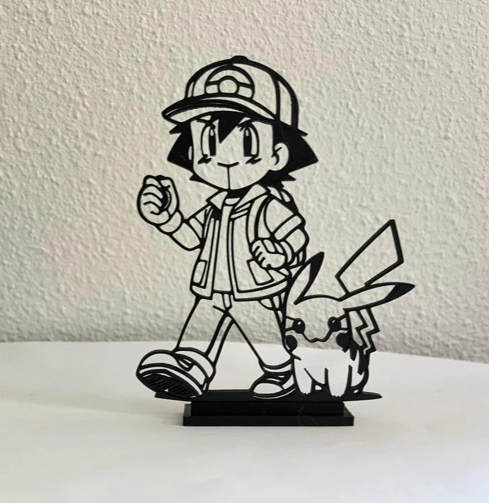 Ash and Pikachu line art
