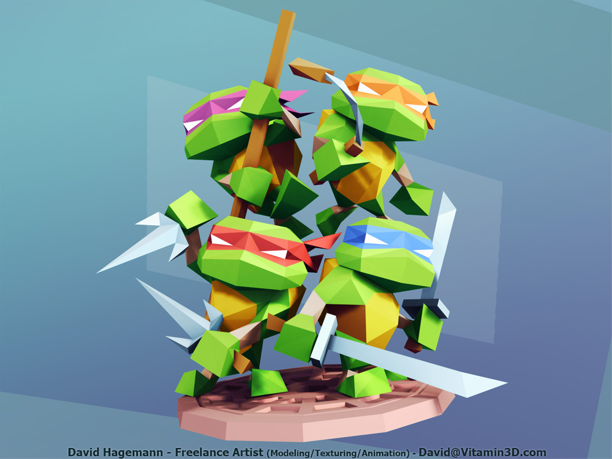 Low Poly Teenage Mutant Ninja Turtles