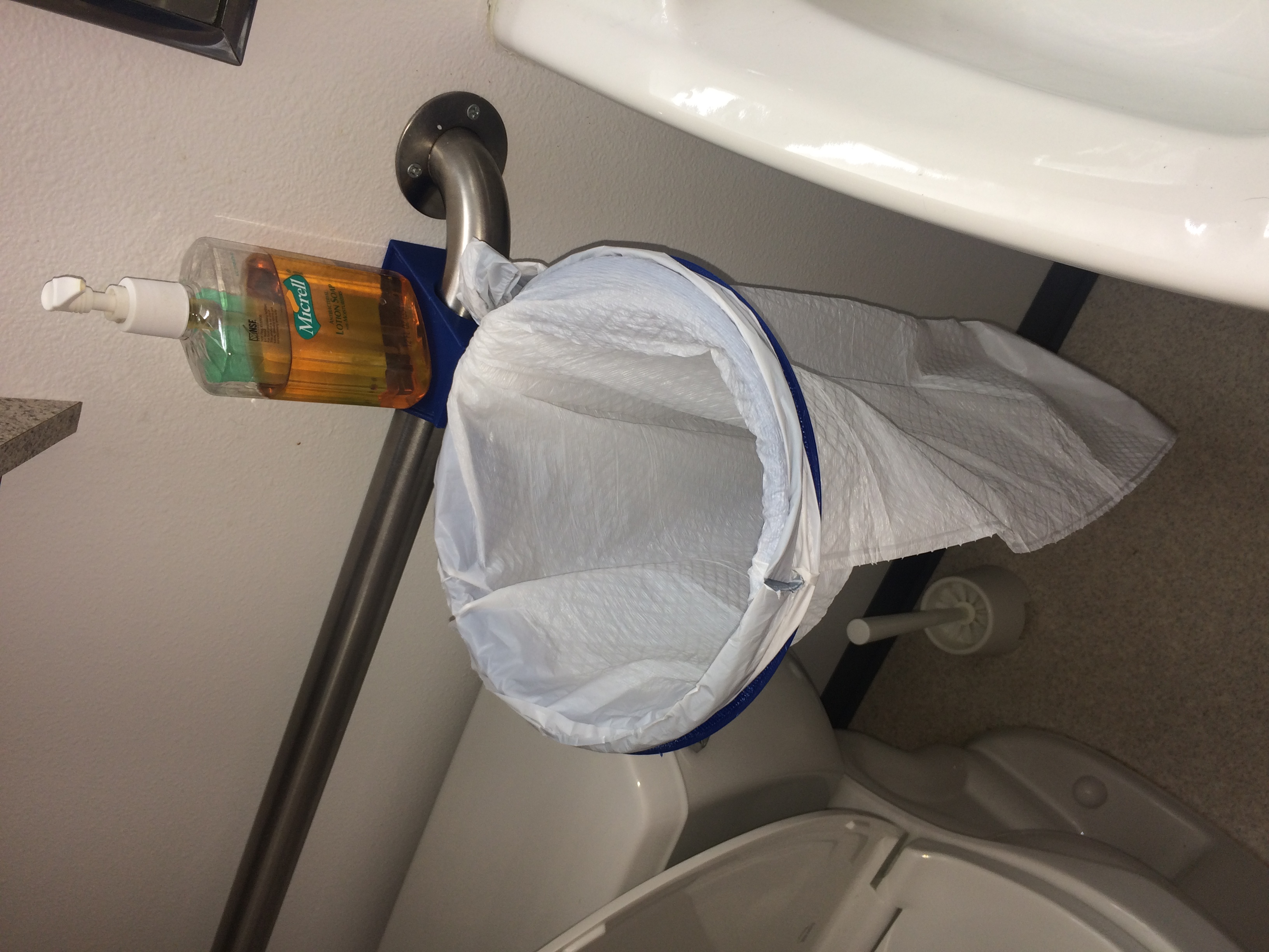 Handicap Grab Bar Trash Can / Bag Holder
