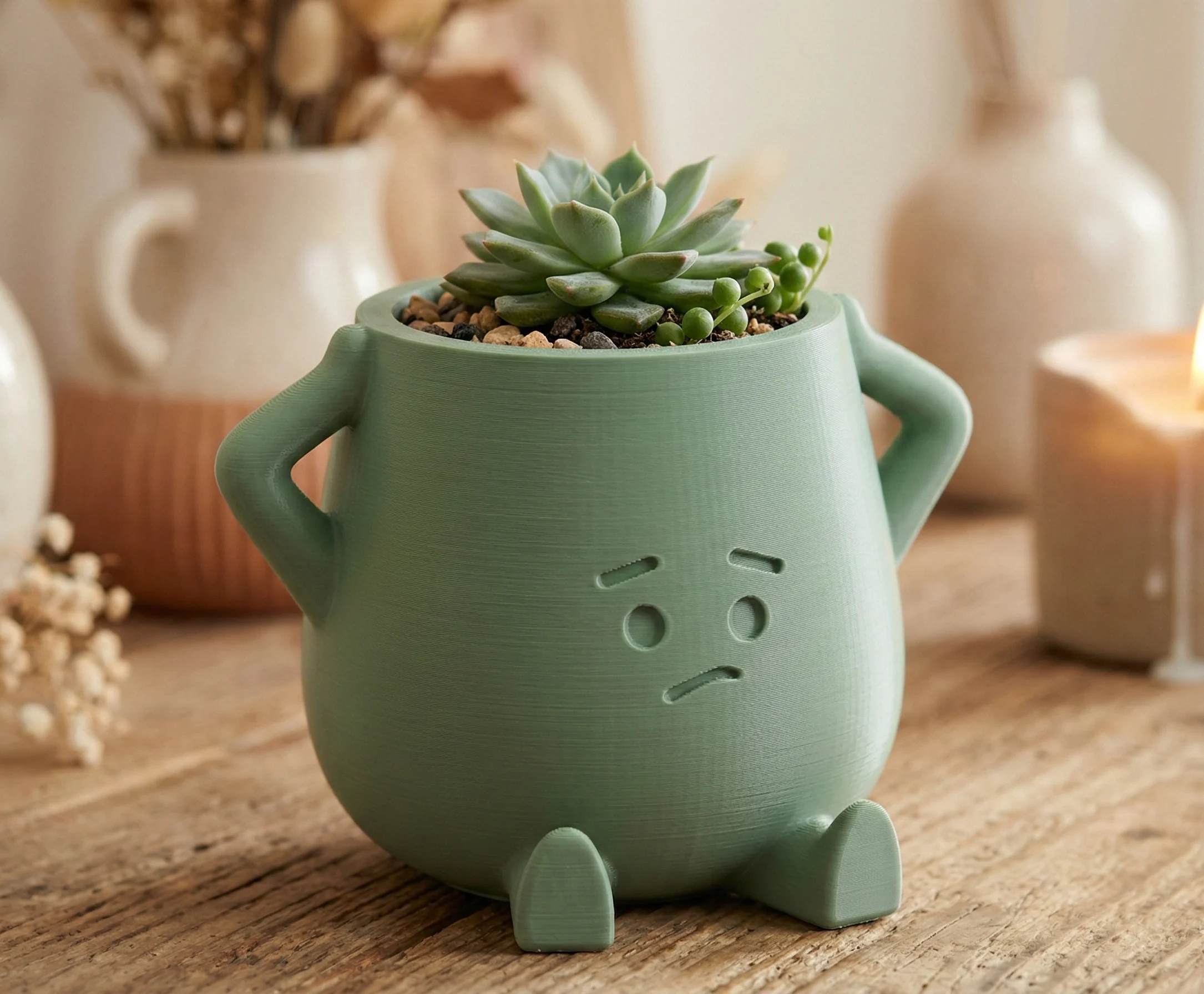 "Pouty" Grumpy Planter - Cute Desk Decor