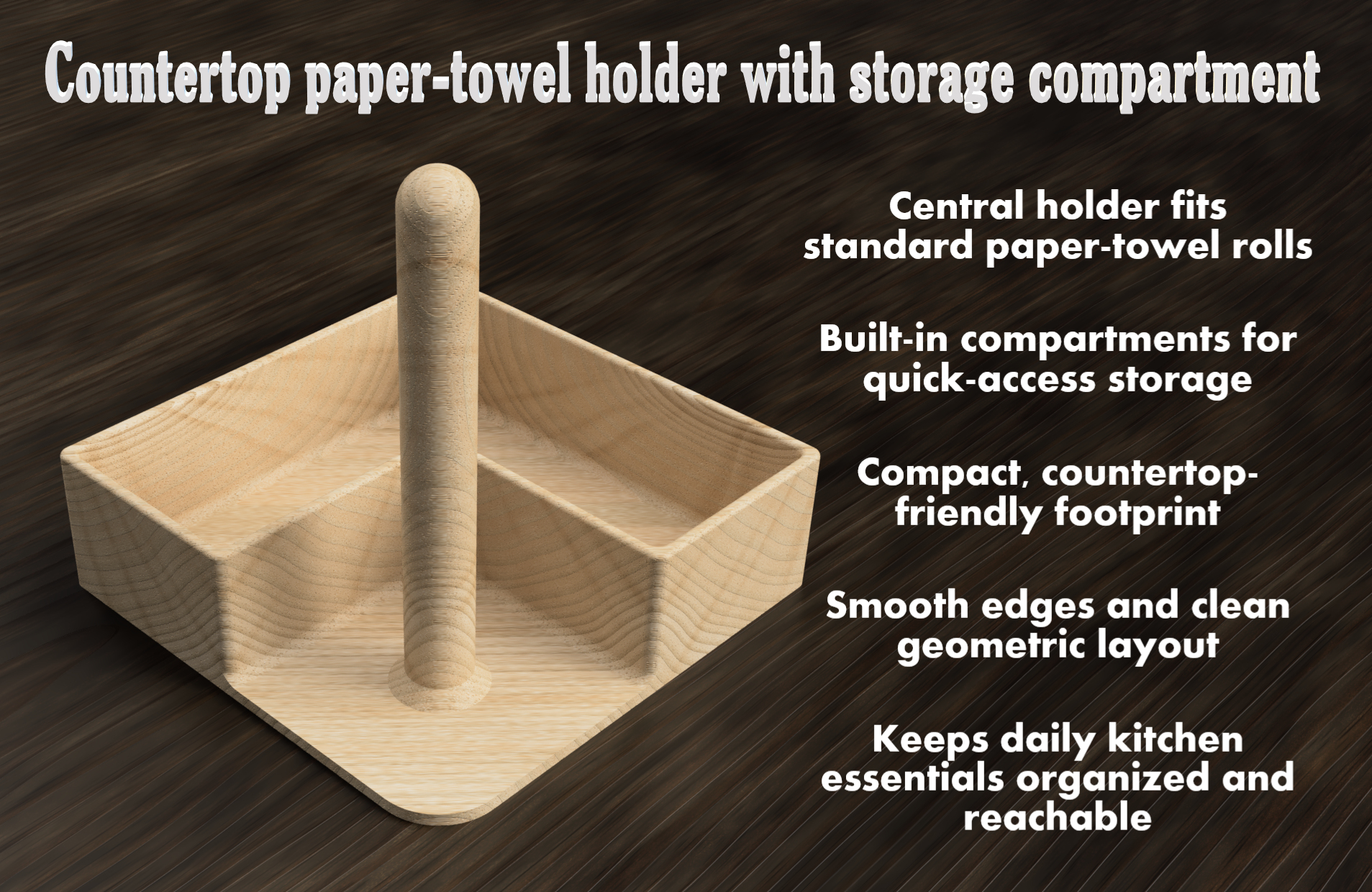 Countertop paper-towel holder with a storage compartment