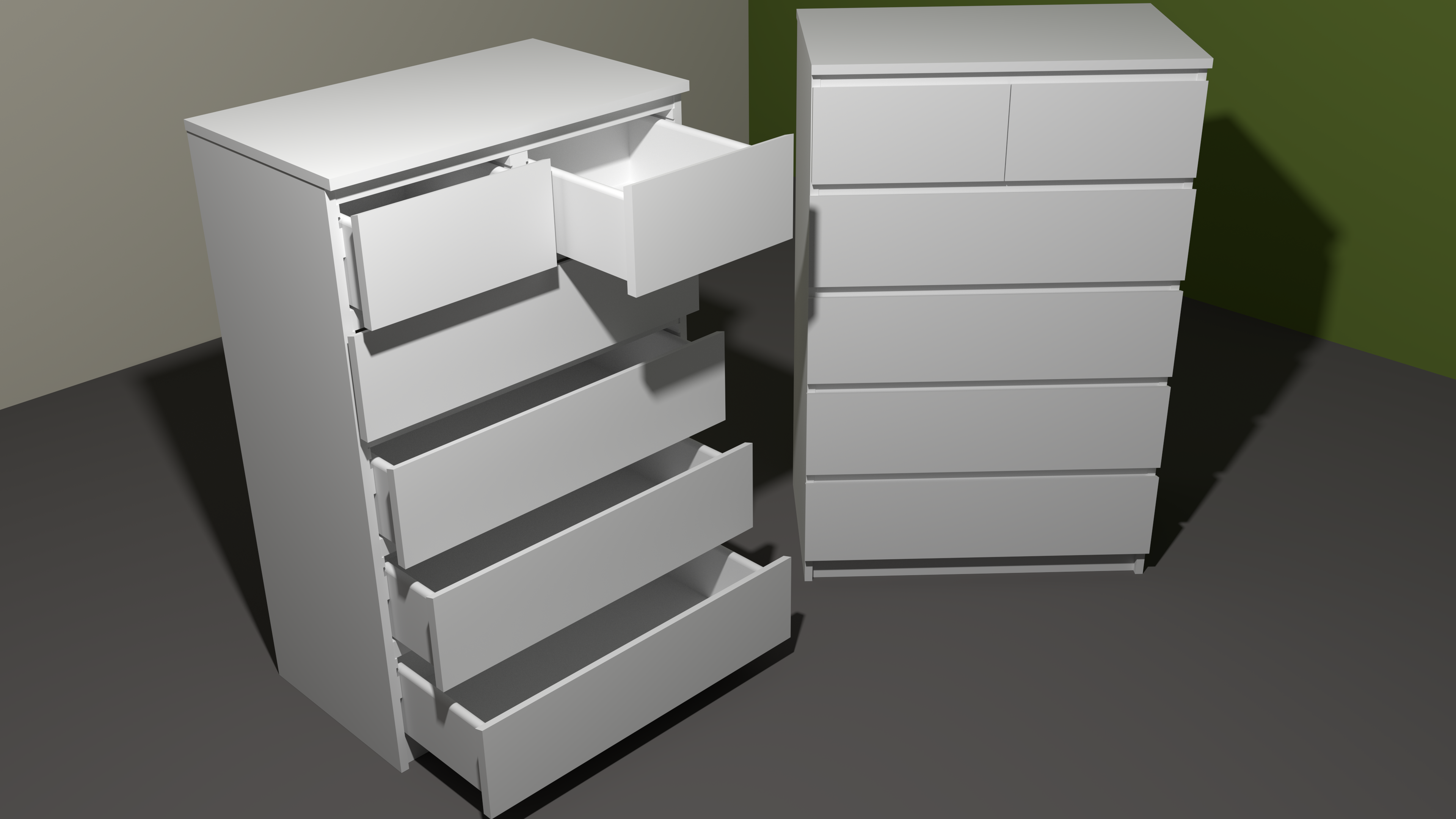Model of the "IKEA MALM 6-drawer chest"