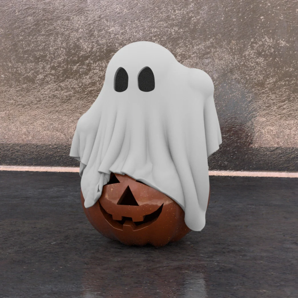 Ghost on Pumpkin Halloween