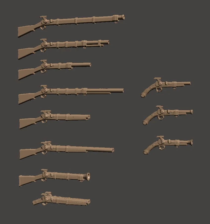 28mm Fantasy Arsenal of Muskets Percussion / Flintlock Firearms and Guns
