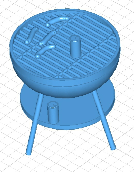 Barbeque with sausages and cans