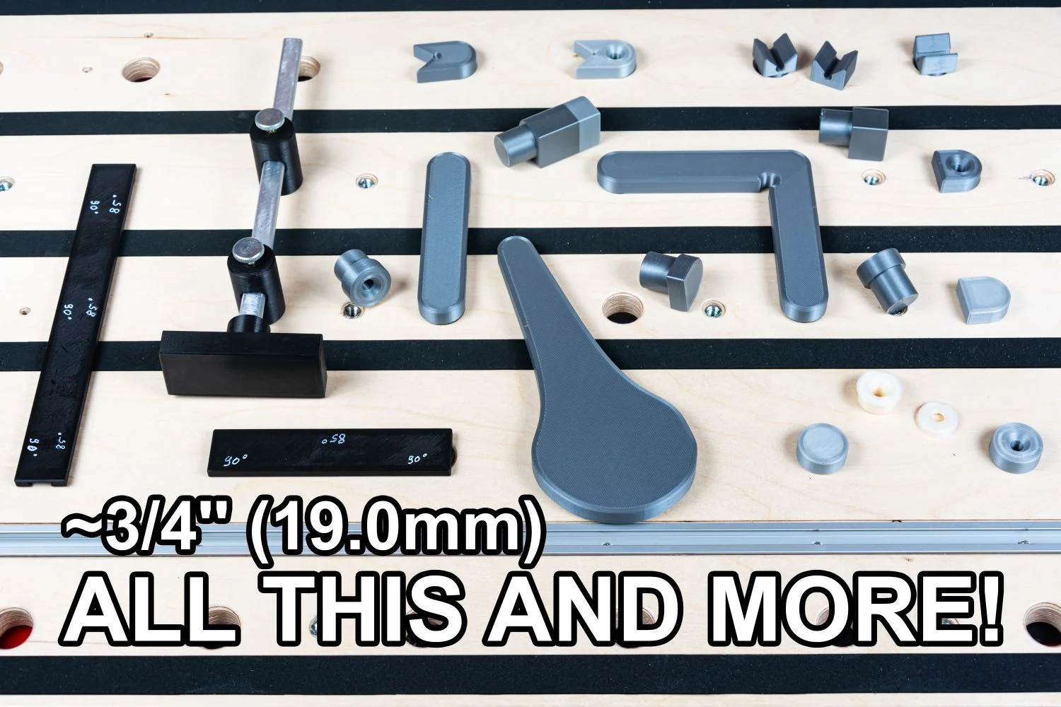 3/4'' / 19mm (19.0mm) Bench Dog Set with Levers, Cams, Stops, etc