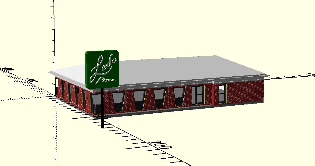 n scale - vintage and forgotten - fast food restaurant - Ledo Pizza