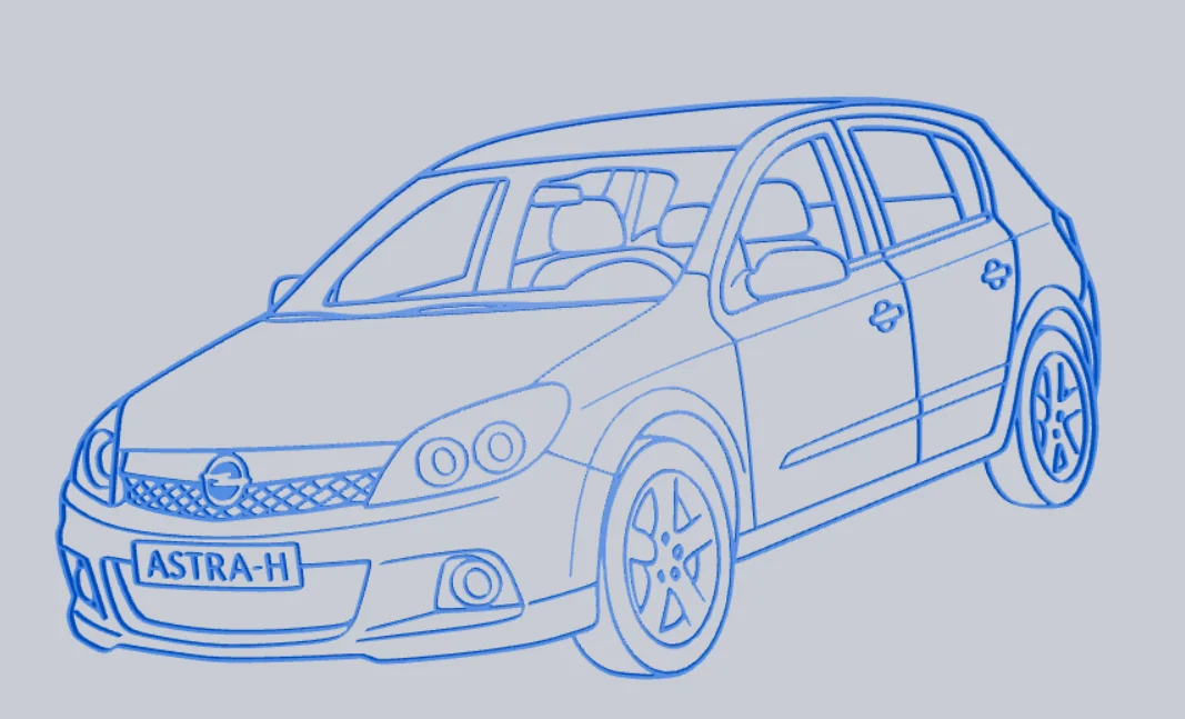 Opel Astra H 5 door stencil 2D car art