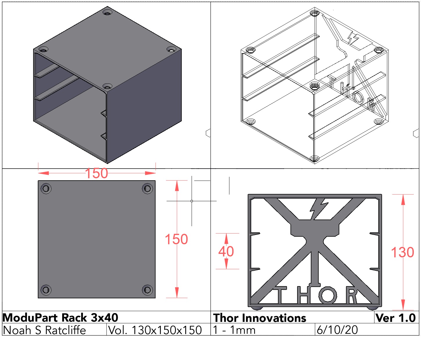 ModuPart Modular Parts Organizer - Rack 3x40