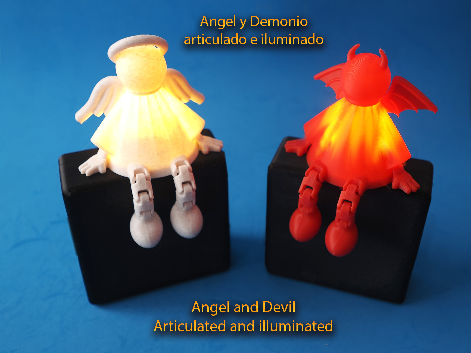 Angel & Devil articulated and illuminated
