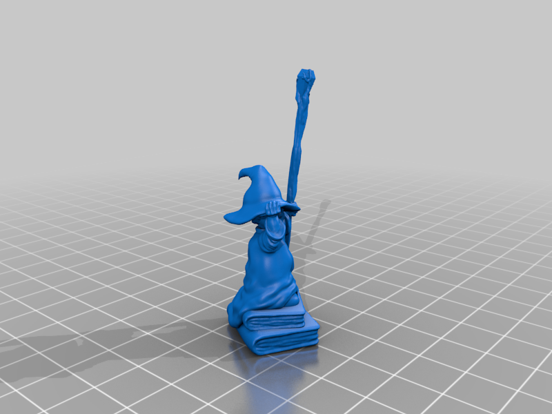 Halfling wizard in oversized robes.