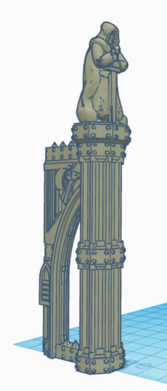 Buttress with Hooded Space Guy Statue