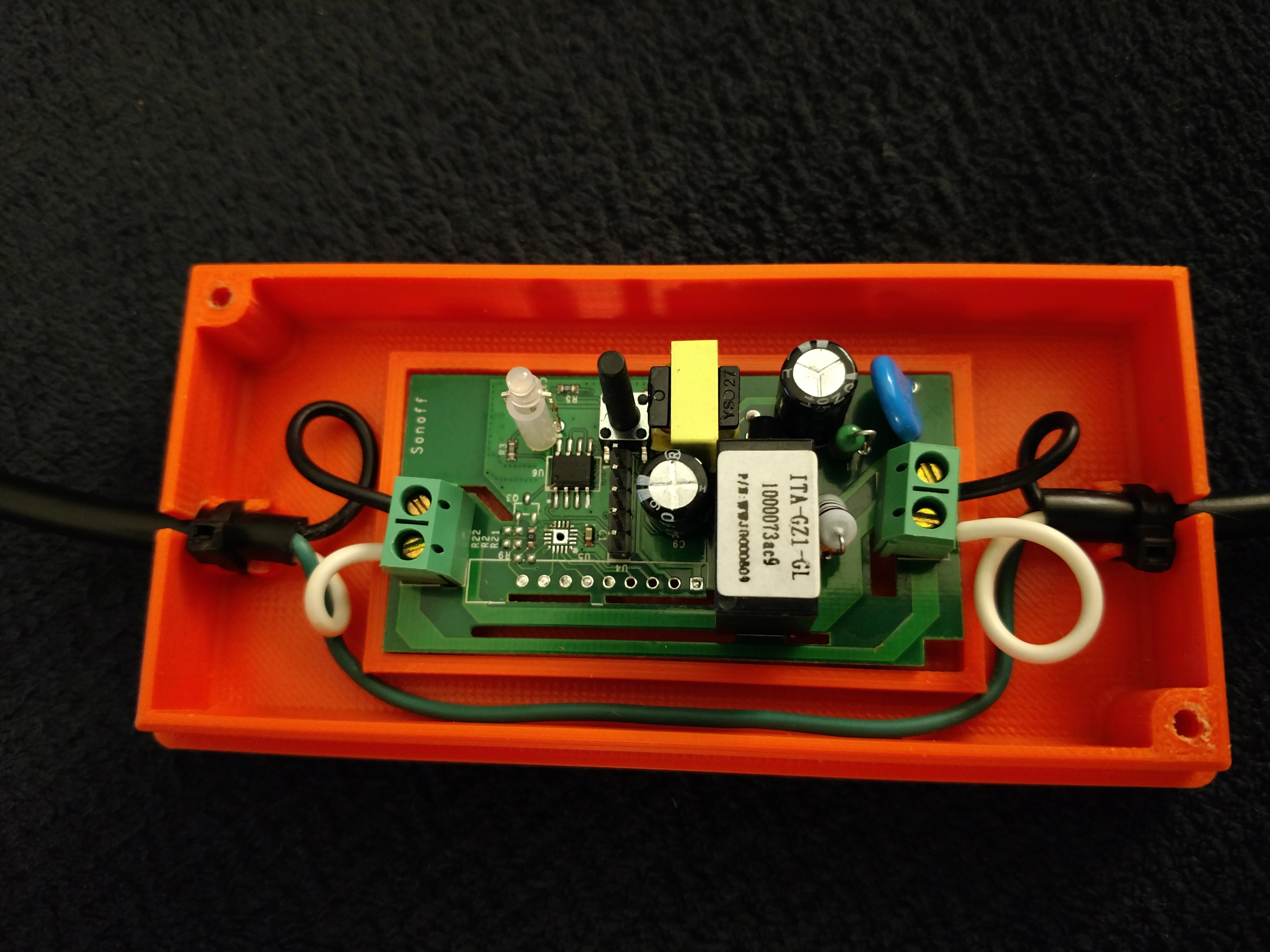 Sonoff basic enclosure for different types of power cables