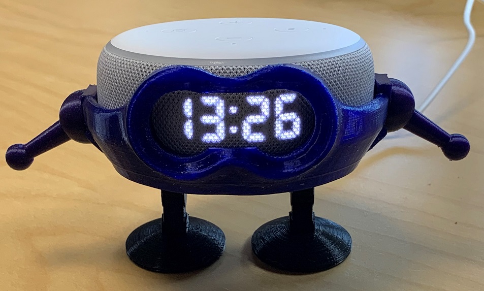 Baby Fixit Robot Stand for Amazon Echo Dot with Clock (3rd Generation)