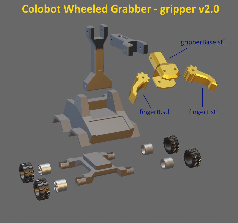 Colobot Wheeled Grabber - gripper v2.0