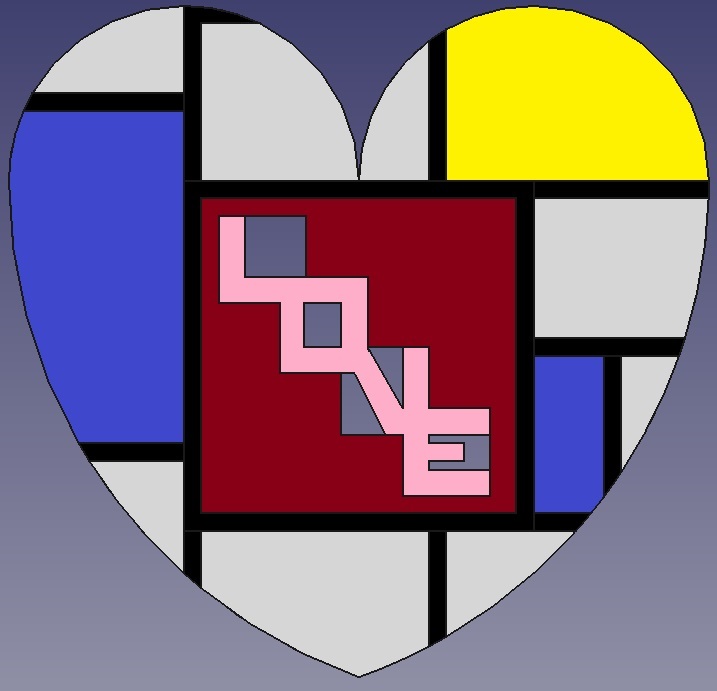 Mondriaan (Mondrian) True Love Heart