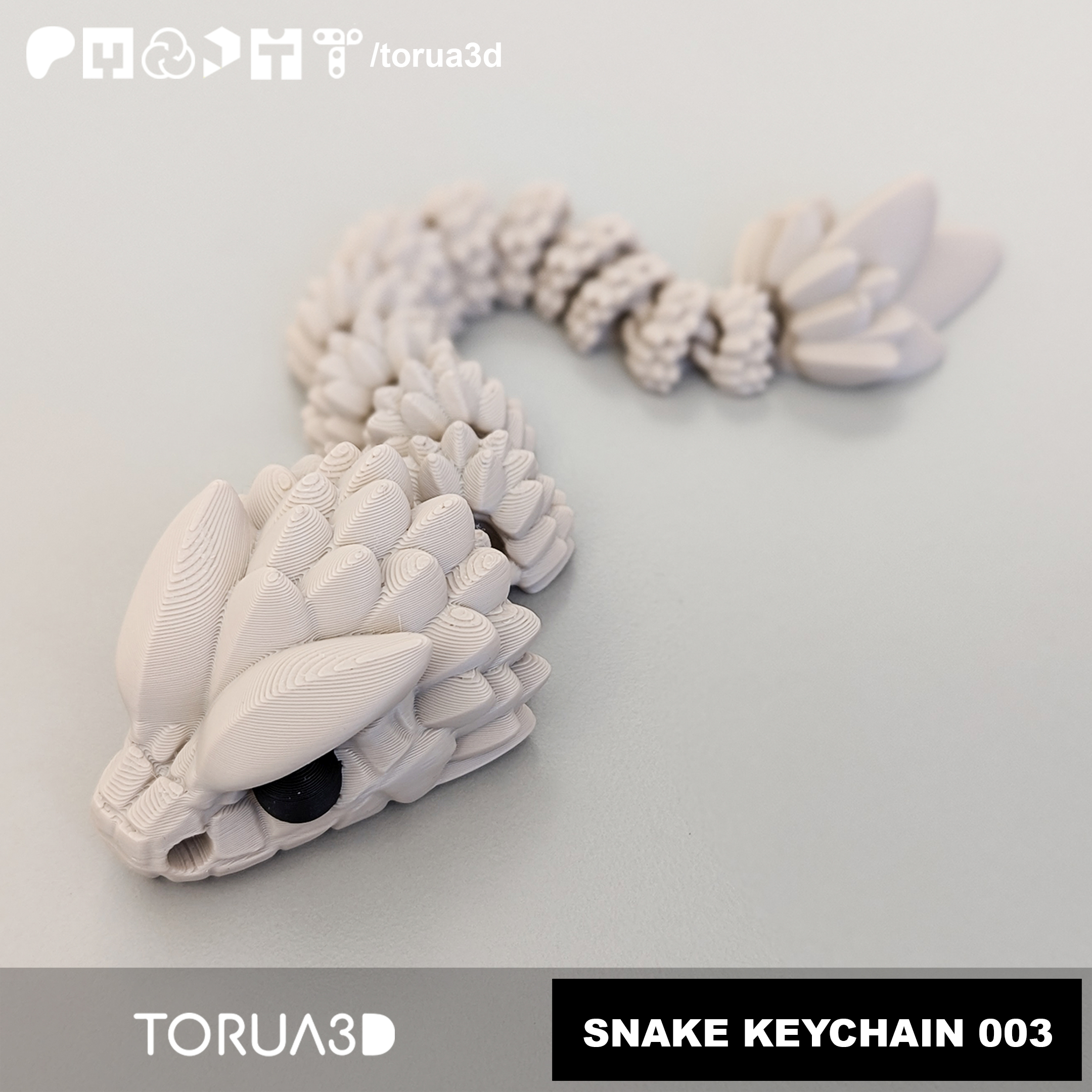 Articulated Snake Keychain 003 - Print in place  - No supports - 3mf - stl