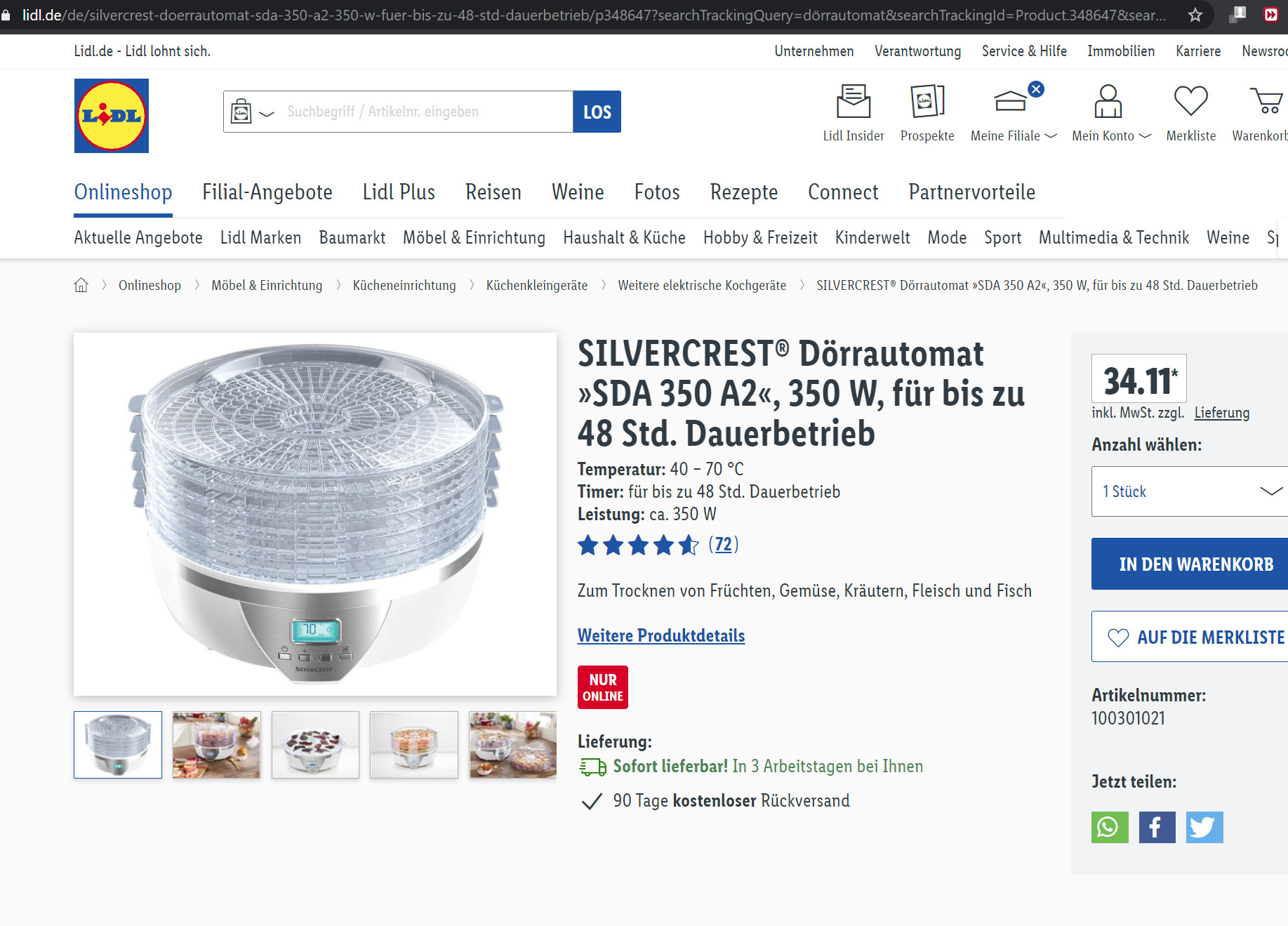 Ring Obstdörrapparat zum Filament trocknen