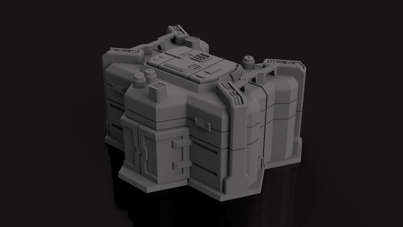 Desert Airbase Hangar/Warehouse - 6mm hex based sci fi terrain - American Mecha