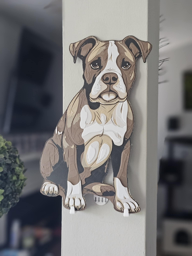 Brown Pit Bull Hueforge 3D Printed Textured Art