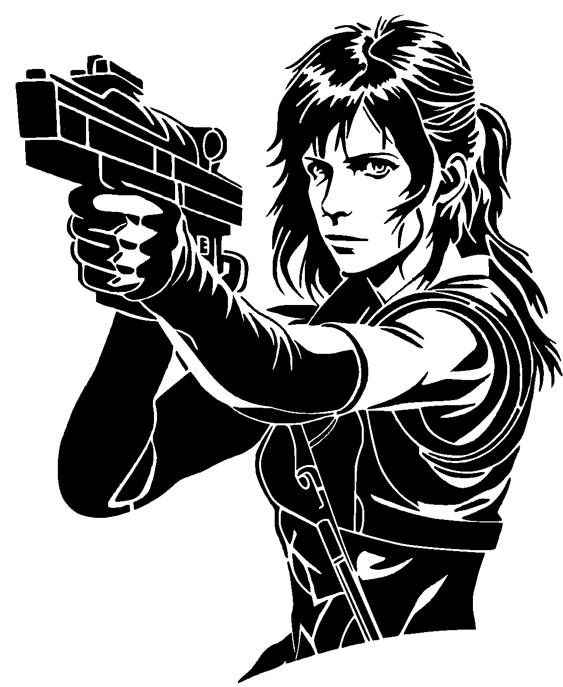 Gun Girl stencil 9