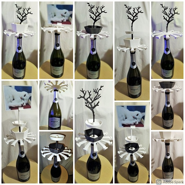 Wine Bottle Necklace Stand with optional Accessories