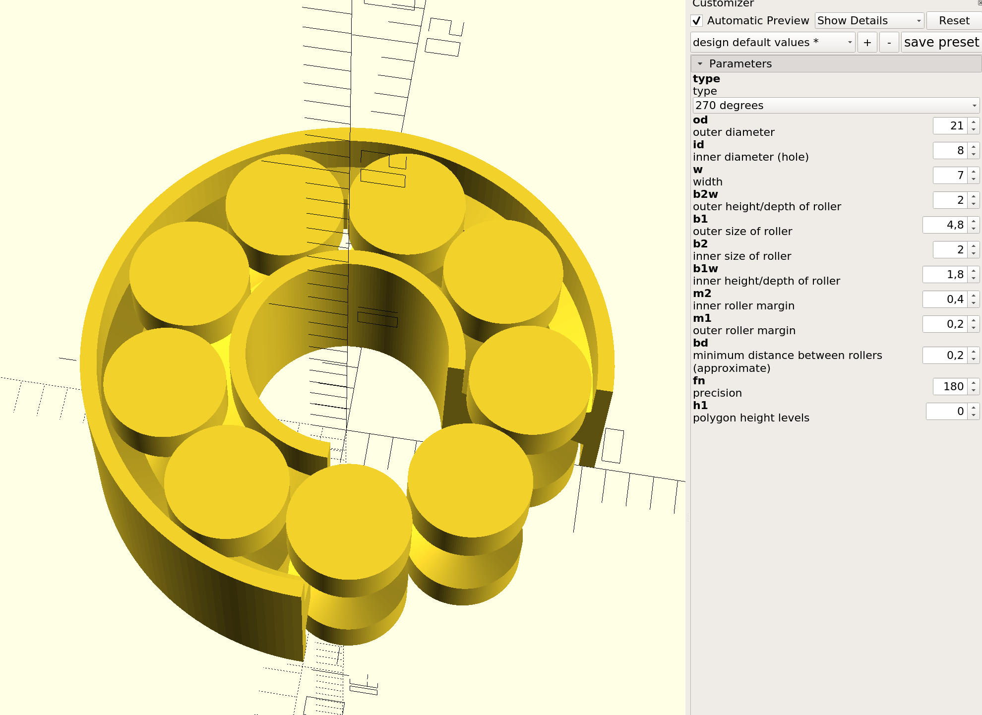parametric, printable ball bearing / roller bearing
