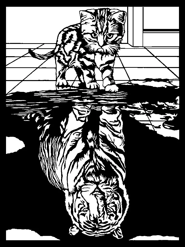Cat reflection stencil 2