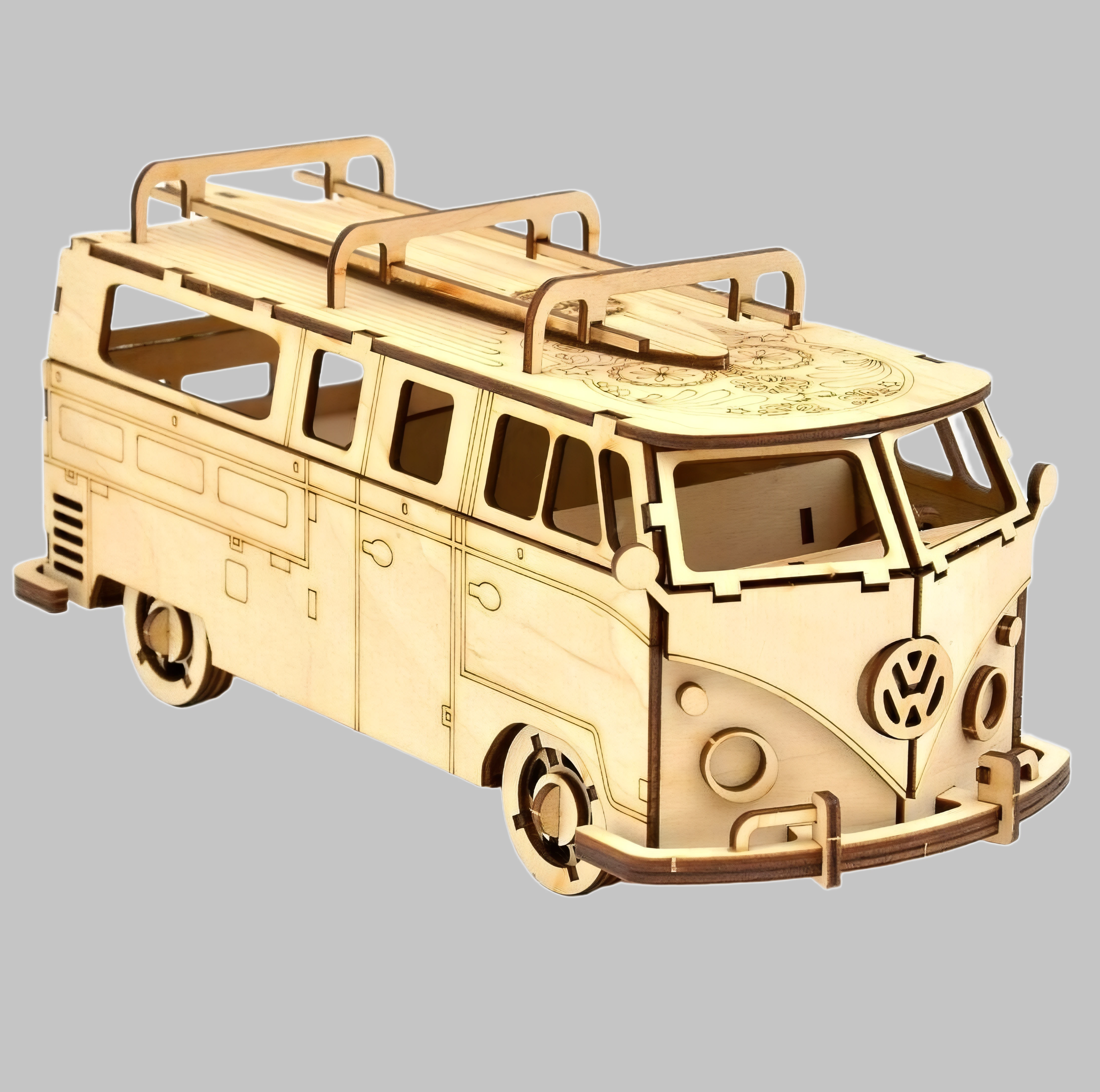 Laser Cut Volkswagen Transporter T1 3D Puzzle Free Vector