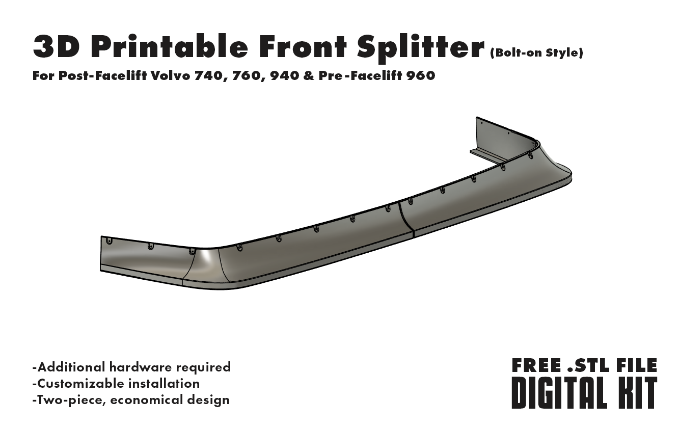 Front Bolt-On Style Splitter For Post Facelift Volvo 700 & 900 Series