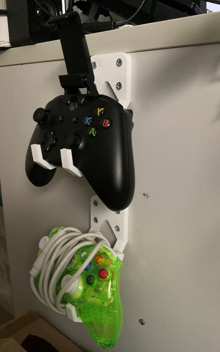 Xbox/Playstation (PS5,PS4) Controller Holder (Wall mount) - Compatible with both wired/wireless & installed phone holder accessory