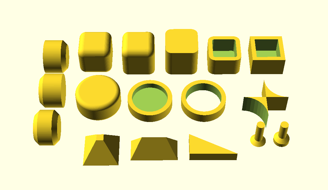 primitive compounds for OpenSCAD, partial hollow