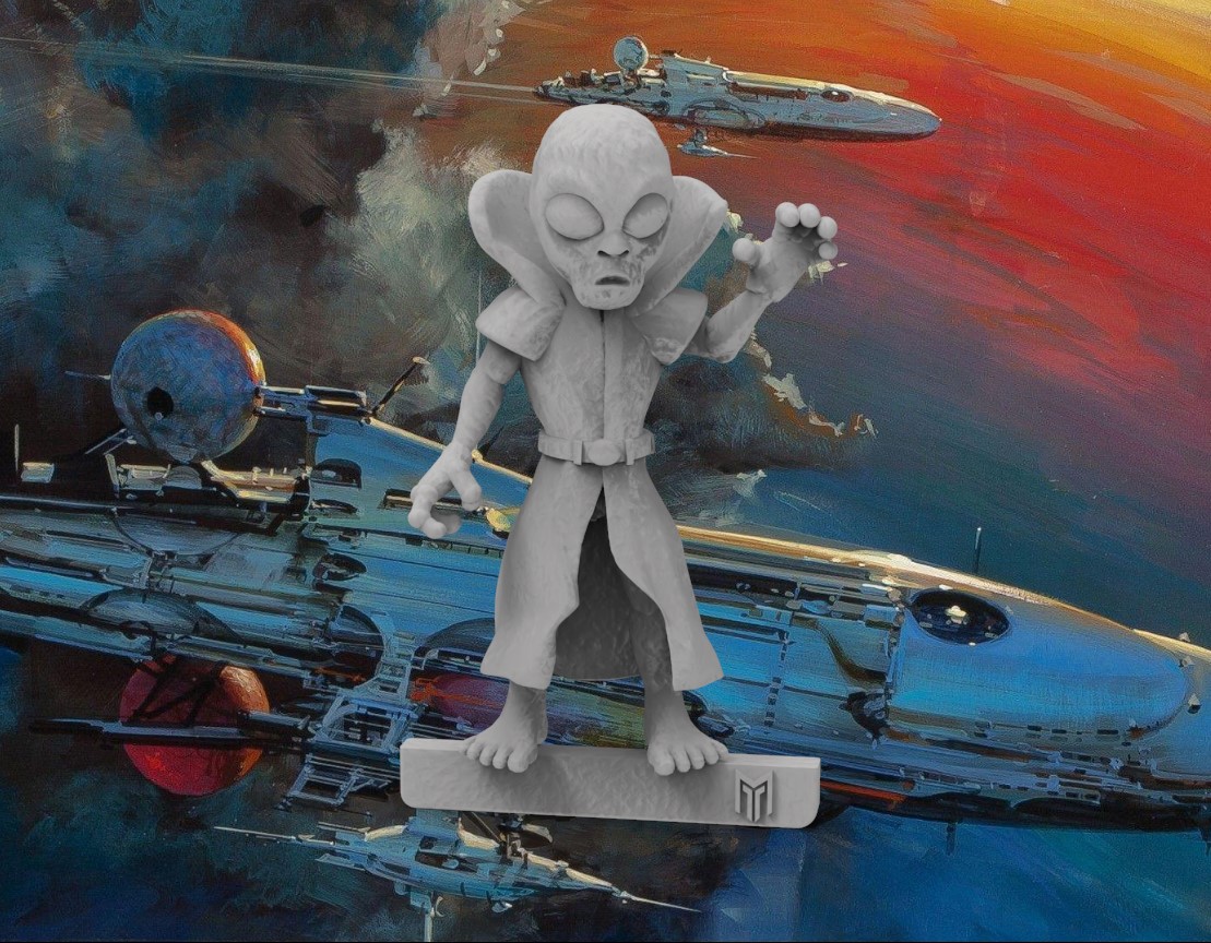 Grey Alien Wizard - 28mm Miniature
