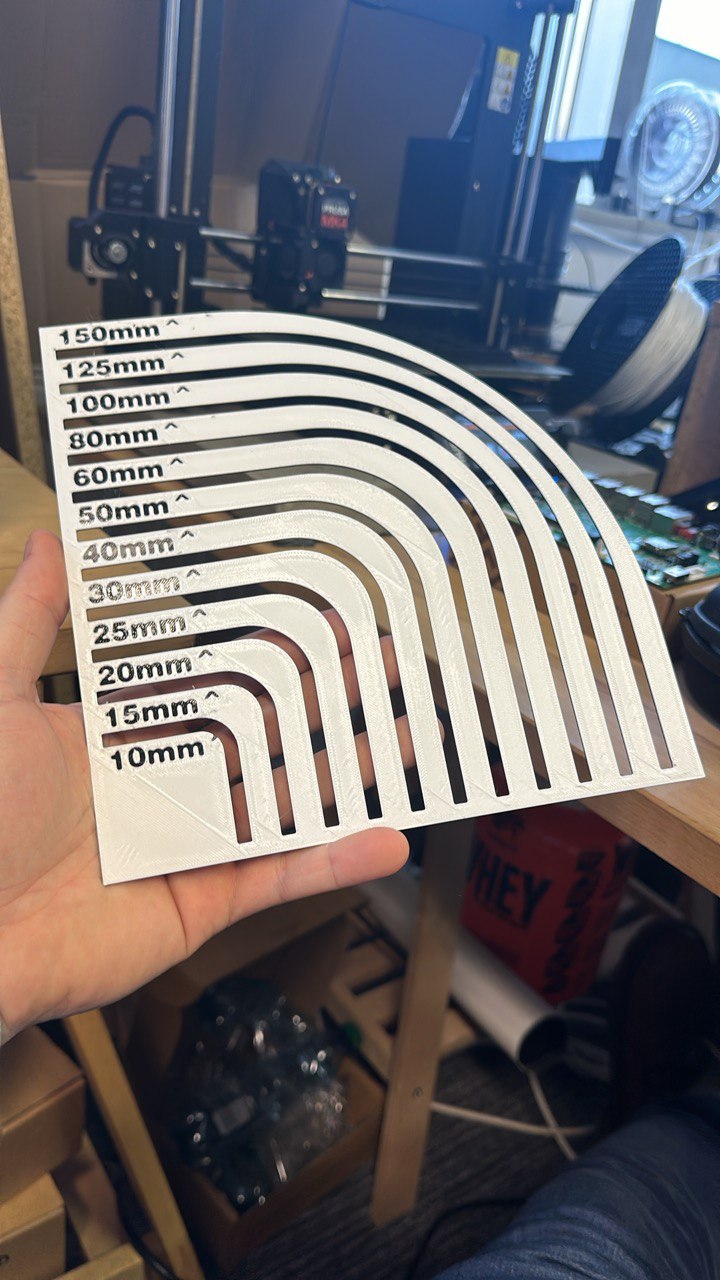 Metric radius template gauge for sewing drawing cutting