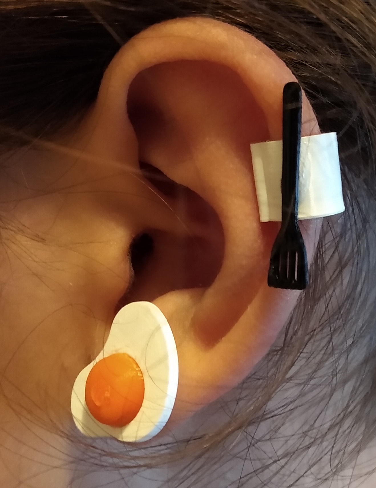 Burger Time Egg and Spatula Earring with Stud