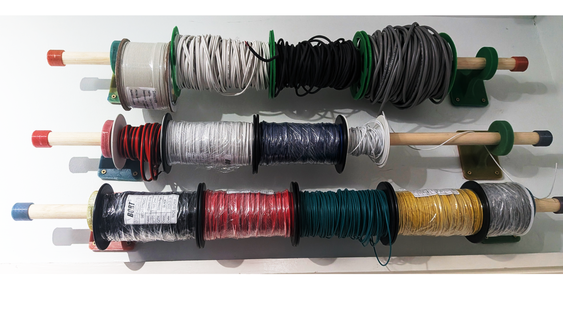 Brackets and spool for electronic wires