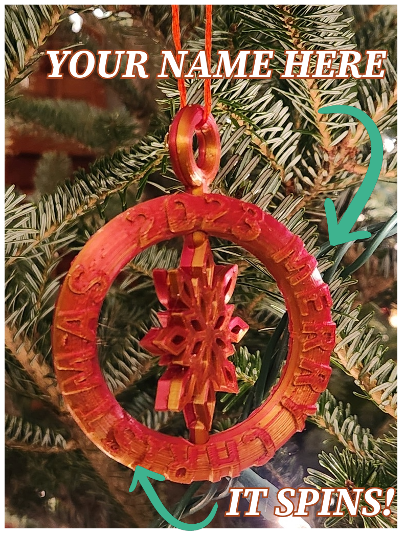 Customizable Kinetic Christmas Ornament with Snowflake