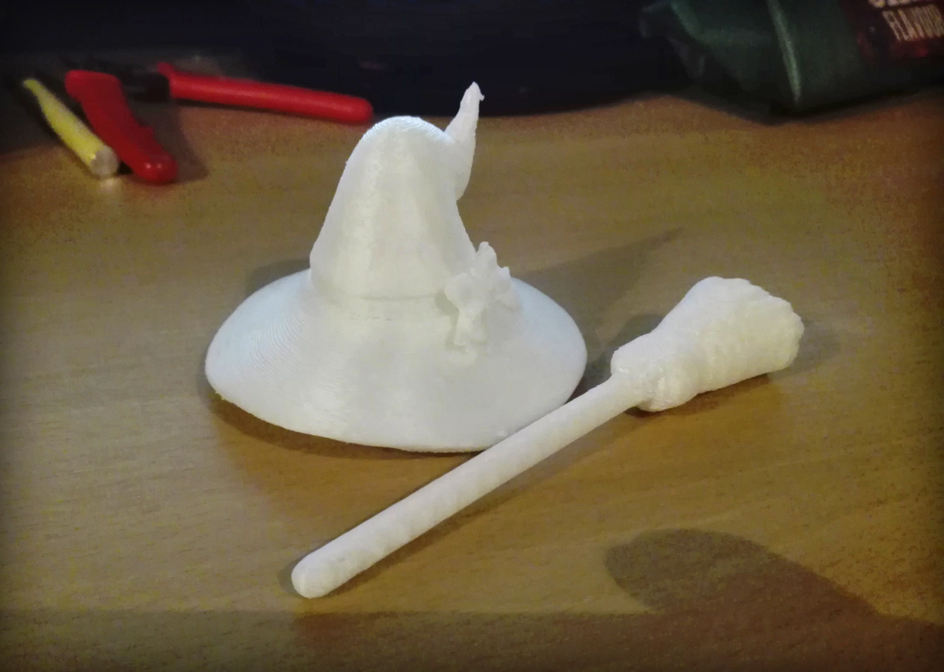 Miniature broom and witch hat