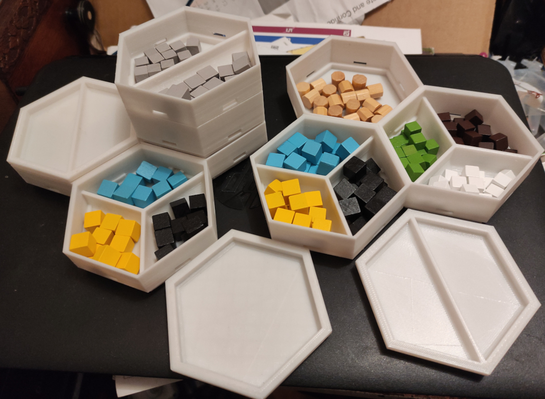 Modular Hexagonal Boardgame Bits Containers