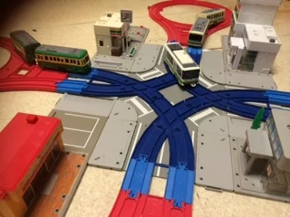 Plarail duble-track curve cross rail for tram