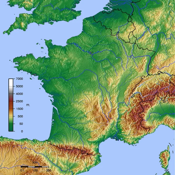 France topographic map