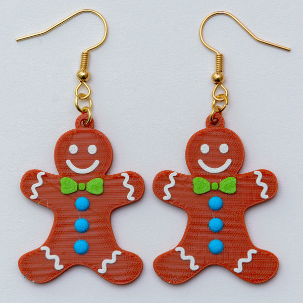Gingerbread cookie man Christmas earrings