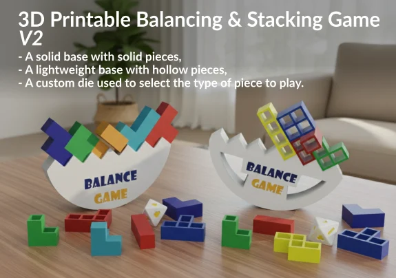 3D Printable Balancing & Stacking Game V2