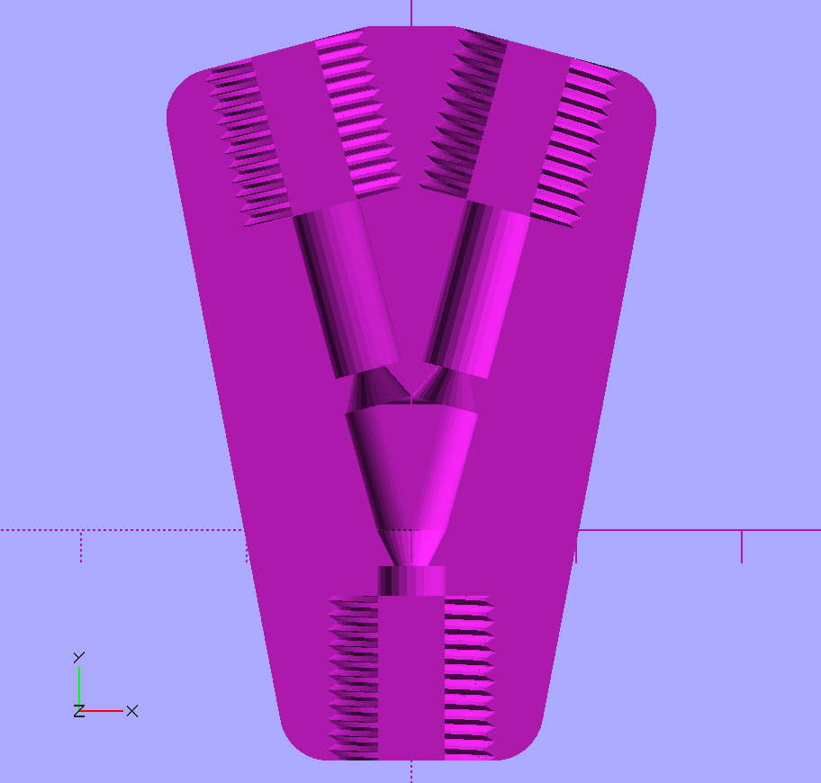Single-piece filament Y-switch for e3d pushfit connectors.