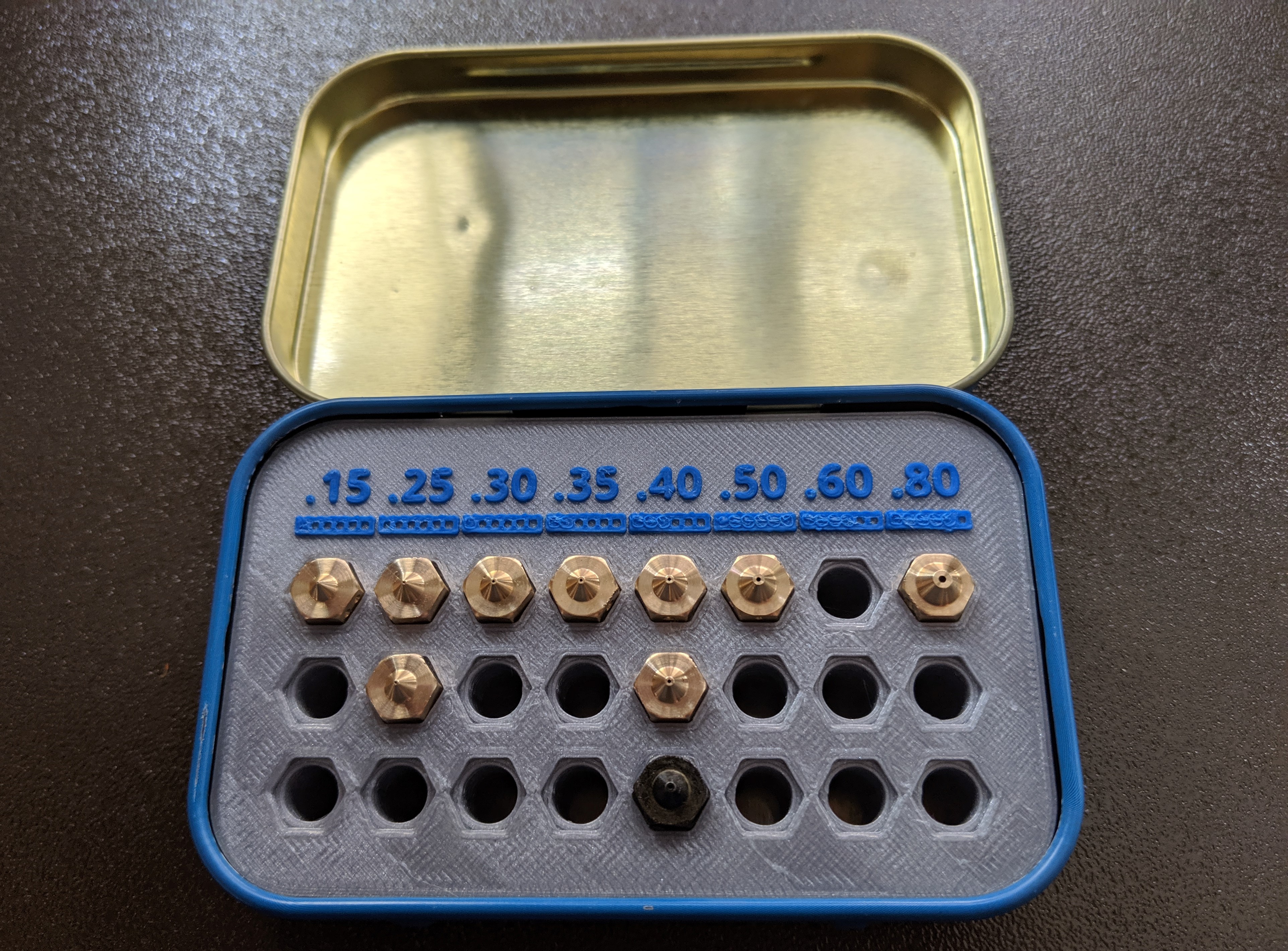 Nozzle Holder in an Altoids Tin